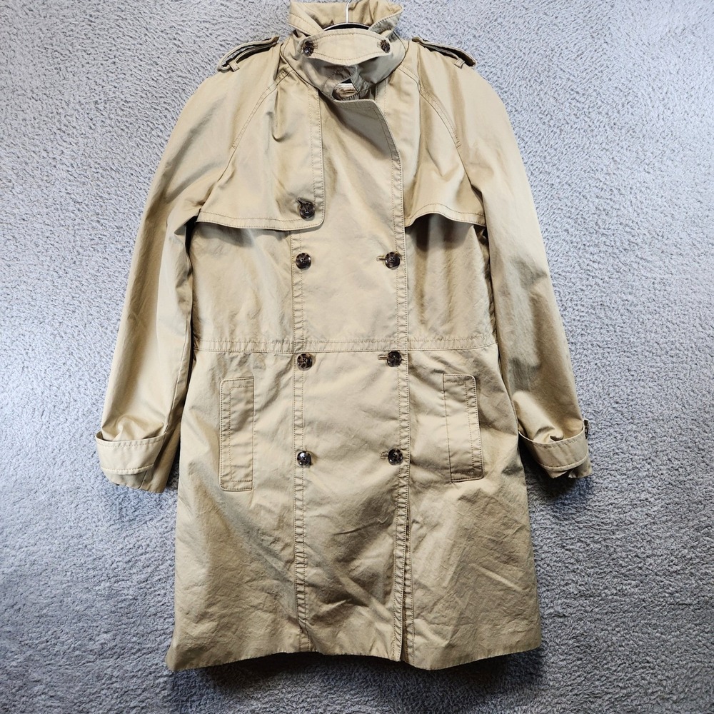 Banana Republic Tall Trench Coat Womens Size M Tan Double Breasted Liner Winter